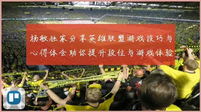 杨敏独家分享英雄联盟游戏技巧与心得体会助你提升段位与游戏体验